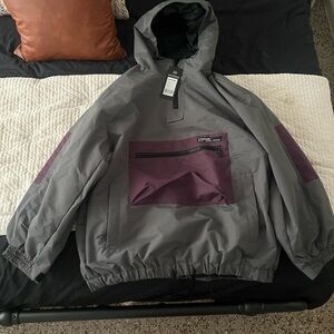 Gray and Purple Hooded Jacket